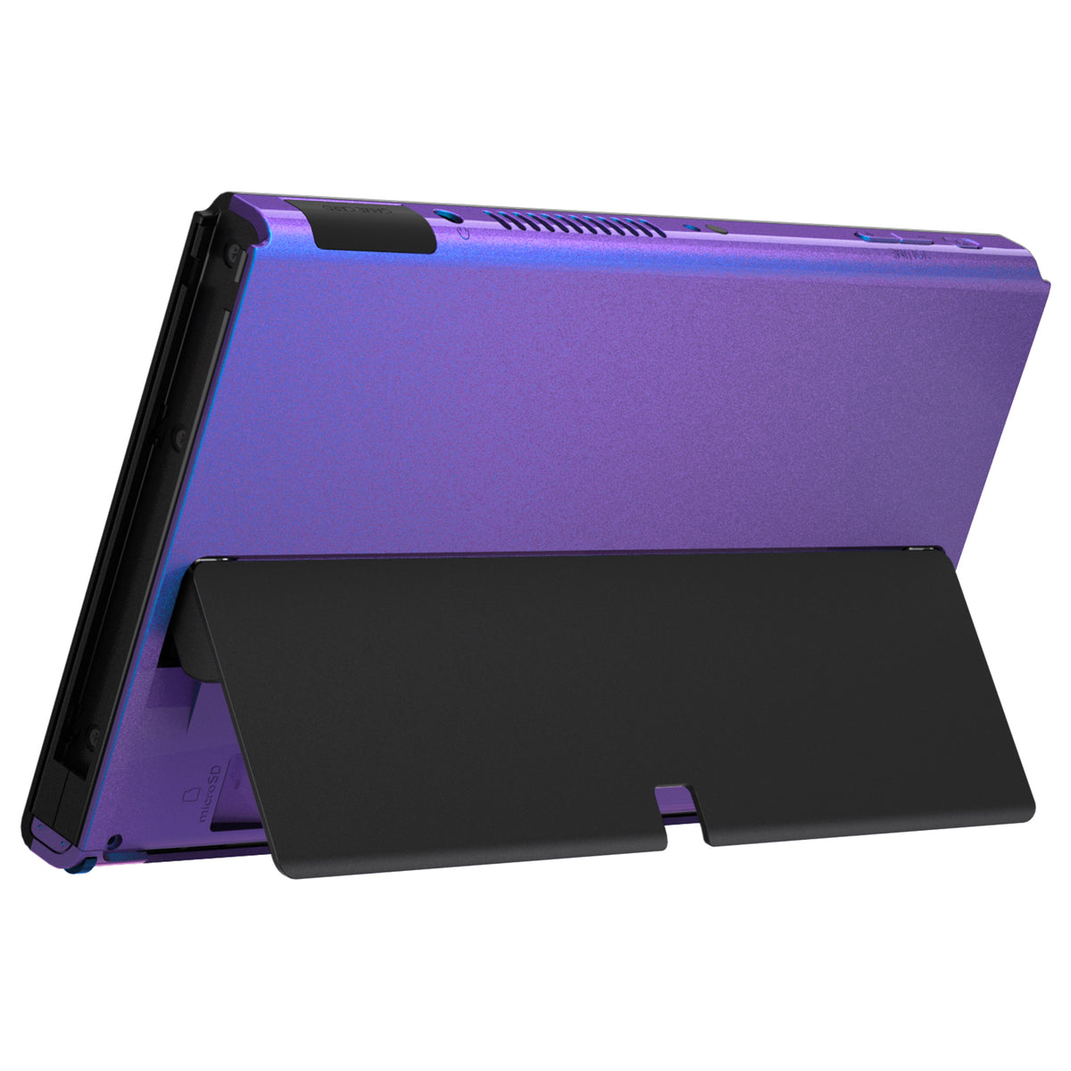 eXtremeRate Retail Chameleon Purple Blue Soft Touch Console Back Plate DIY Replacement Housing Shell Case for Nintendo Switch OLED Console – JoyCon Shell & Kickstand NOT Included - BNSOP3001