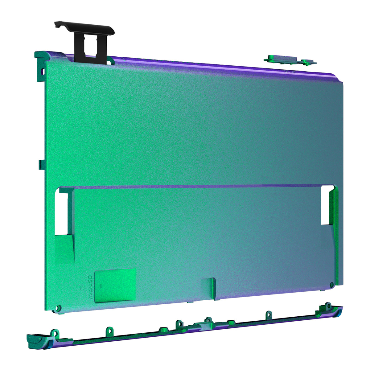 eXtremeRate Retail Chameleon Green Purple Soft Touch Console Back Plate DIY Replacement Housing Shell Case for Nintendo Switch OLED Console – JoyCon Shell & Kickstand NOT Included - BNSOP3002