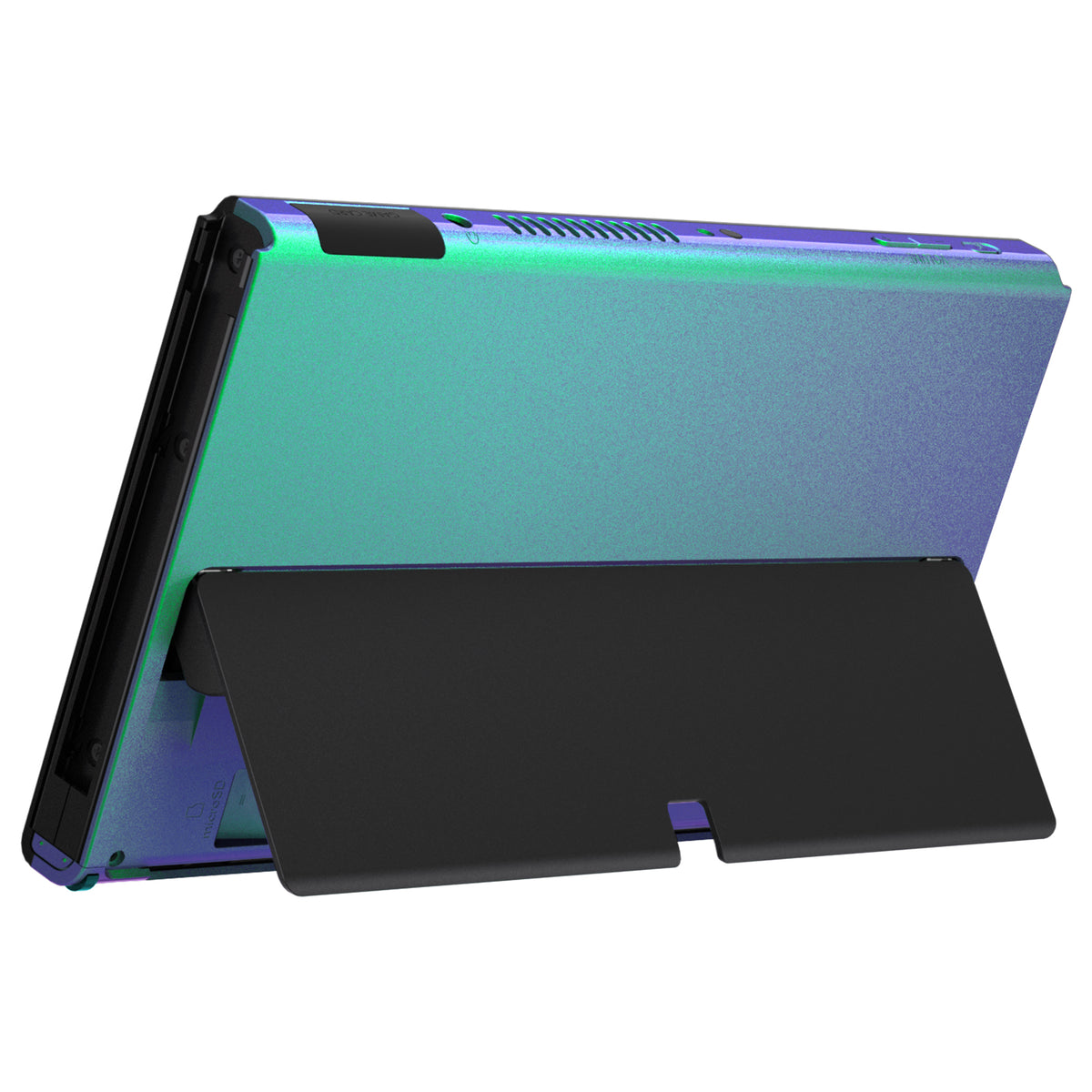 eXtremeRate Retail Chameleon Green Purple Soft Touch Console Back Plate DIY Replacement Housing Shell Case for Nintendo Switch OLED Console – JoyCon Shell & Kickstand NOT Included - BNSOP3002