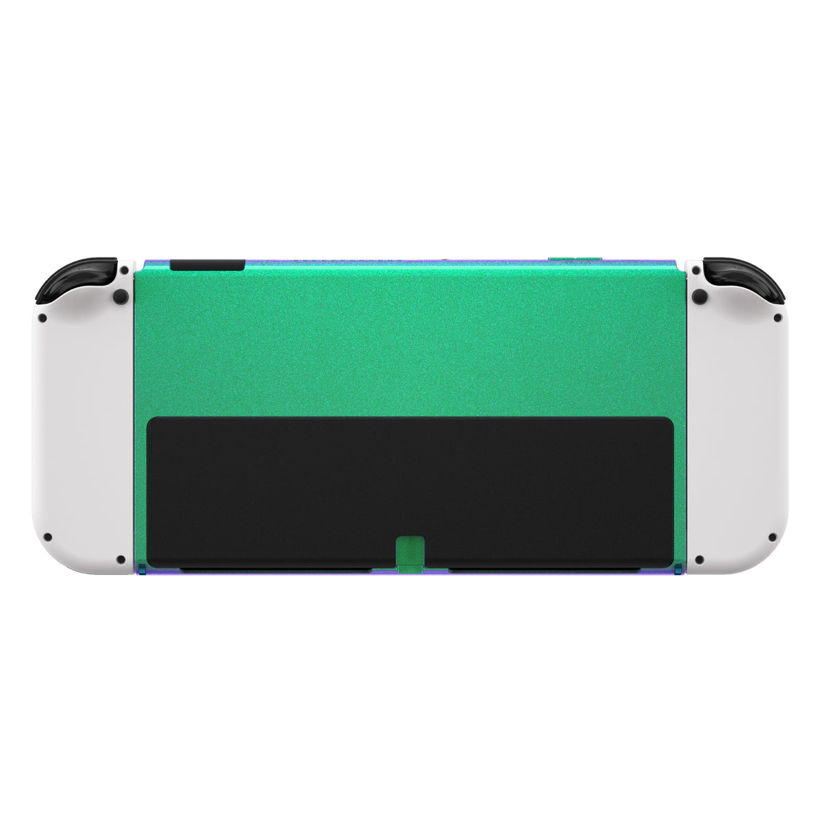 eXtremeRate Retail Chameleon Green Purple Soft Touch Console Back Plate DIY Replacement Housing Shell Case for Nintendo Switch OLED Console – JoyCon Shell & Kickstand NOT Included - BNSOP3002