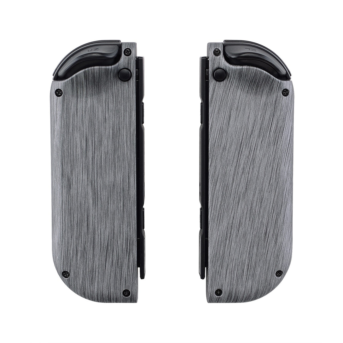 eXtremeRate Retail Soft Touch Grip Brushed Silver Patterned Joycon Handheld Controller Housing with Full Set Buttons, DIY Replacement Shell Case for NS Switch JoyCon & OLED JoyCon - Console Shell NOT Included -CS206