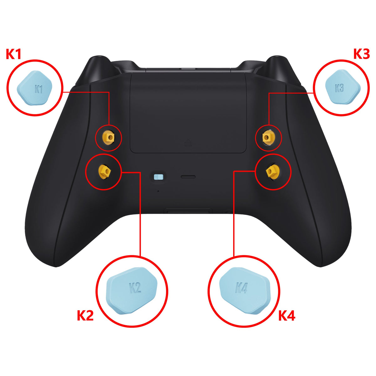 eXtremeRate Retail Heaven Blue Replacement Redesigned K1 K2 K3 K4 Back Buttons Paddles & Toggle Switch for Xbox Series X/S Controller eXtremerate Hope Remap Kit - Controller & Hope Remap Board NOT Included - DX3P3013