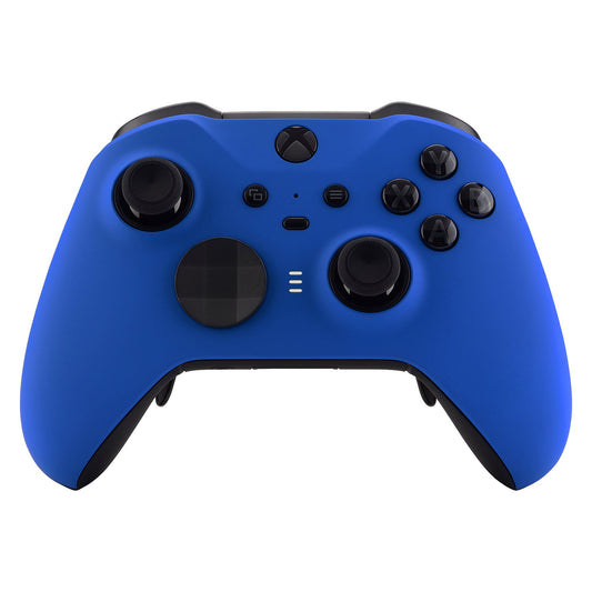 eXtremeRate Retail Blue Soft Touch Grip Faceplate Cover, Front Housing Shell Case Replacement Kit for Xbox One Elite Series 2 Controller (Model 1797 and Core Model 1797) - Thumbstick Accent Rings Included - ELP305