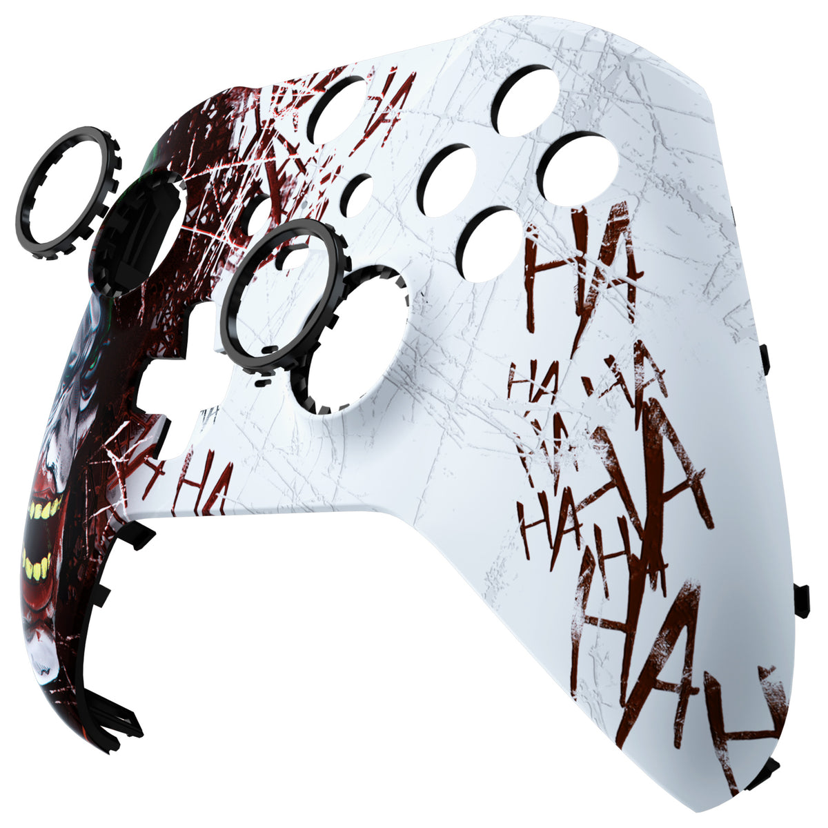 eXtremeRate Retail Clown HAHAHA Style Faceplate Cover, Soft Touch Front Housing Shell Case Replacement Kit for Xbox One Elite Series 2 Controller Model 1797 - Thumbstick Accent Rings Included - ELT140