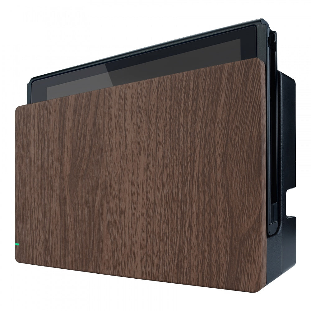 eXtremeRate Retail Custom Soft Touch Grip Faceplate for Nintendo Switch Dock, Wood Grain Patterned DIY Replacement Housing Shell for Nintendo Switch Dock - Dock NOT Included - FDS201