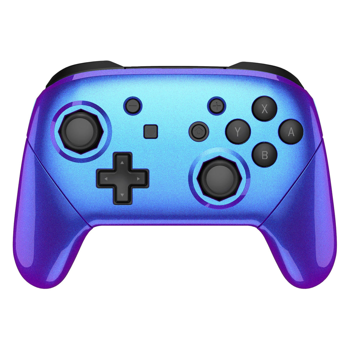 eXtremeRate Retail Chameleon Purple Blue Faceplate Backplate Handles Cover, Octagonal Gated Sticks Design DIY Replacement Grip Housing Shell for NS Switch Pro Controller - Controller NOT Included - FRE607