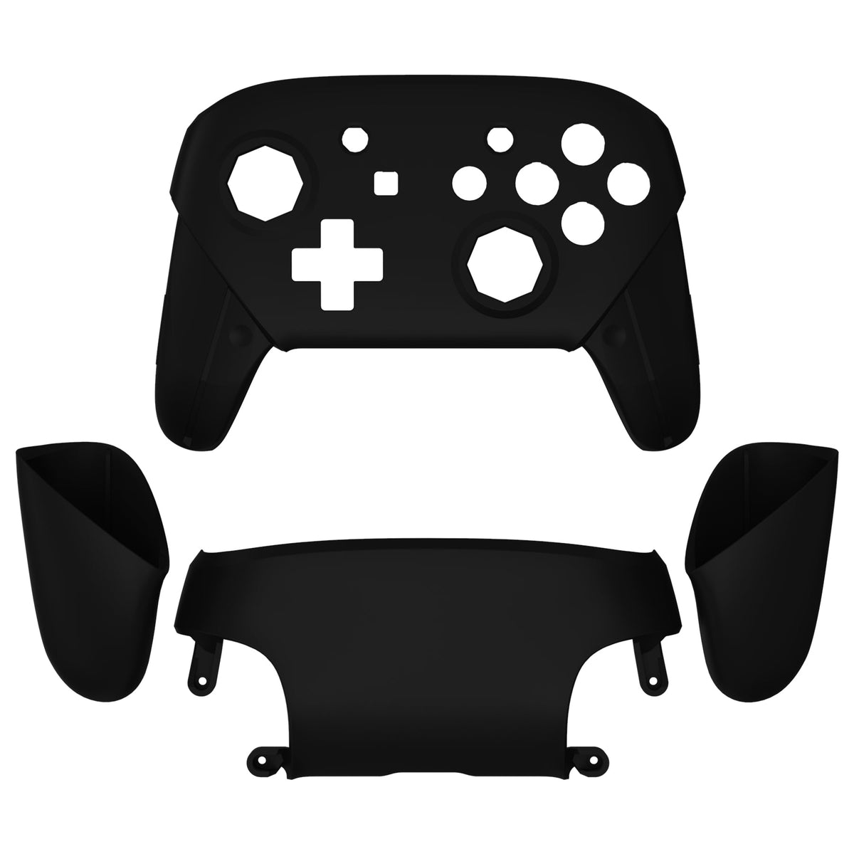 eXtremeRate Retail Black Faceplate Backplate Handles Cover, Octagonal Gated Sticks Design DIY Replacement Grip Housing Shell for NS Switch Pro Controller - Controller NOT Included - FRE610