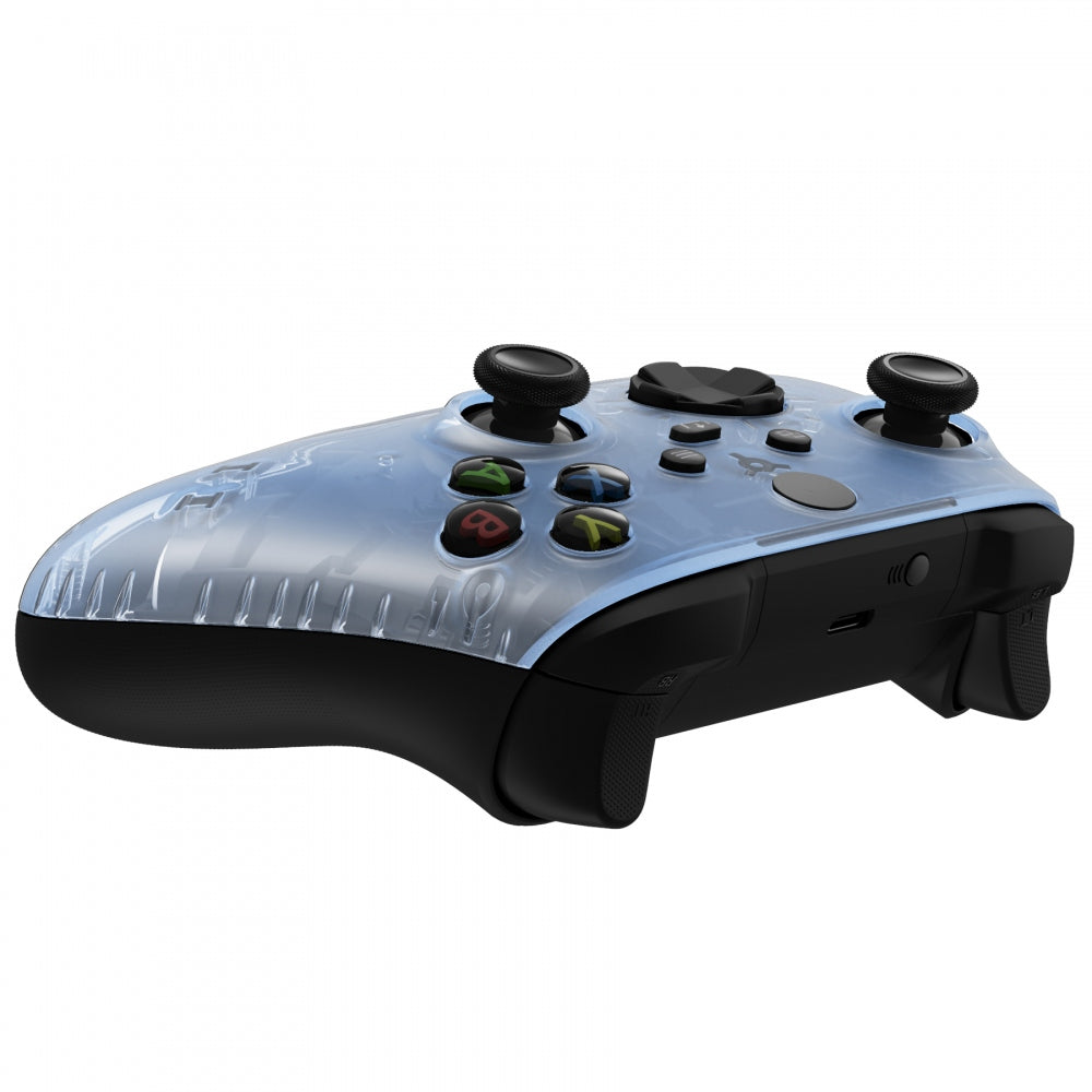 eXtremeRate Retail Replacement Front Housing Shell for Xbox Series X Controller, Clear Glacier Blue Custom Cover Faceplate for Xbox Series S Controller - Controller NOT Included - FX3M506