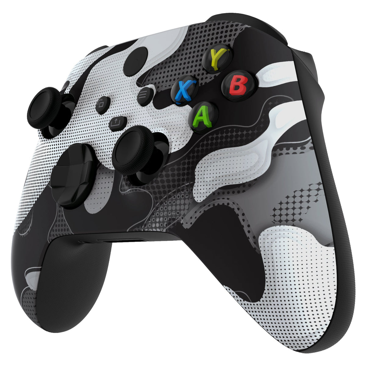 eXtremeRate Retail Black White Camouflage Replacement Part Faceplate, Soft Touch Grip Housing Shell Case for Xbox Series S & Xbox Series X Controller Accessories - Controller NOT Included - FX3T136