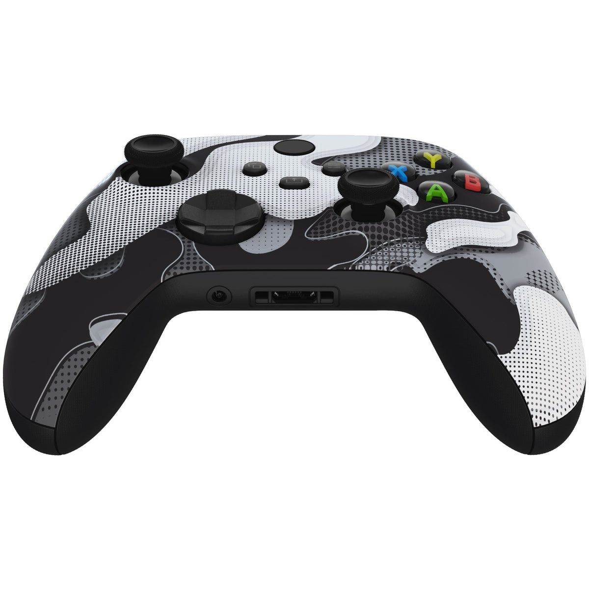 eXtremeRate Retail Black White Camouflage Replacement Part Faceplate, Soft Touch Grip Housing Shell Case for Xbox Series S & Xbox Series X Controller Accessories - Controller NOT Included - FX3T136