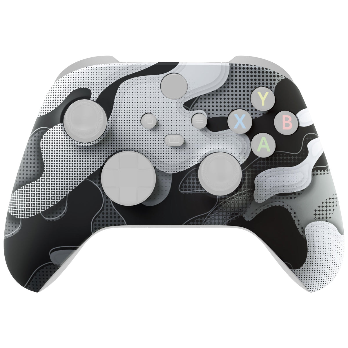 eXtremeRate Retail Black White Camouflage Replacement Part Faceplate, Soft Touch Grip Housing Shell Case for Xbox Series S & Xbox Series X Controller Accessories - Controller NOT Included - FX3T136