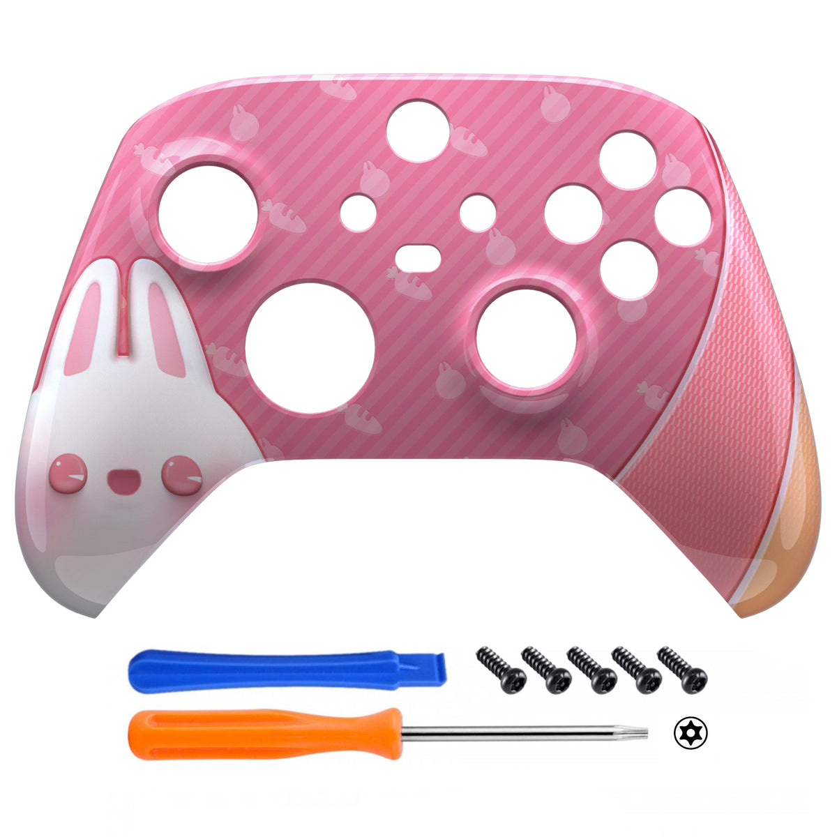 eXtremeRate Retail Easter Rabbit Replacement Part Faceplate, Soft Touch Grip Housing Shell Case for Xbox Series S & Xbox Series X Controller Accessories - Controller NOT Included - FX3T167