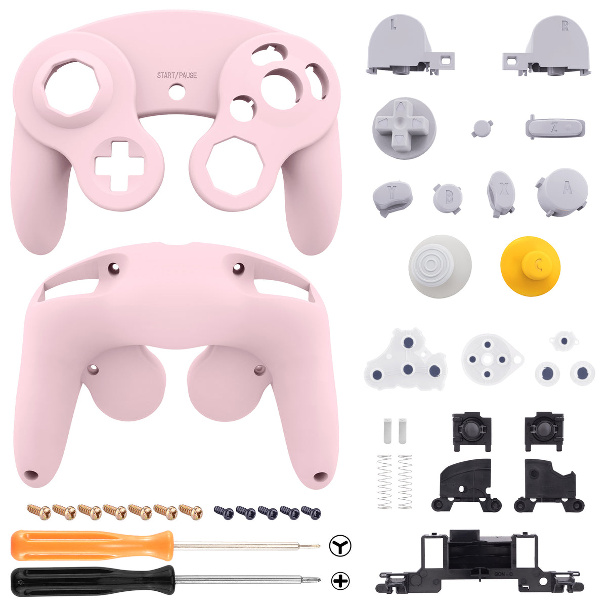 eXtremeRate Retail Cherry Blossoms Pink Replacement Faceplate Backplate with Buttons for Nintendo GameCube Controller - GCNP3003