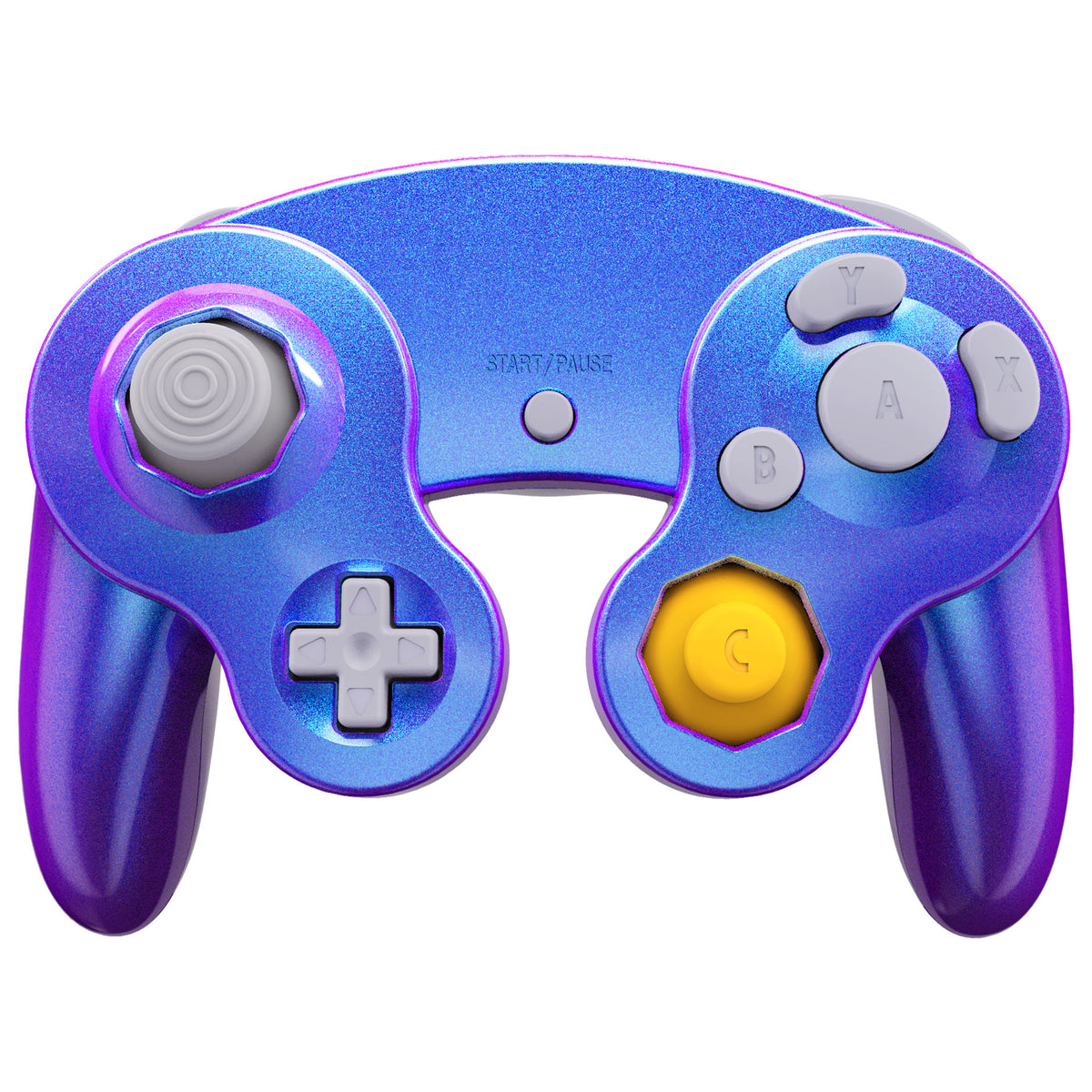 eXtremeRate Retail Chameleon Purple Blue Replacement Faceplate Backplate with Buttons for Nintendo GameCube Controller - GCNP3004