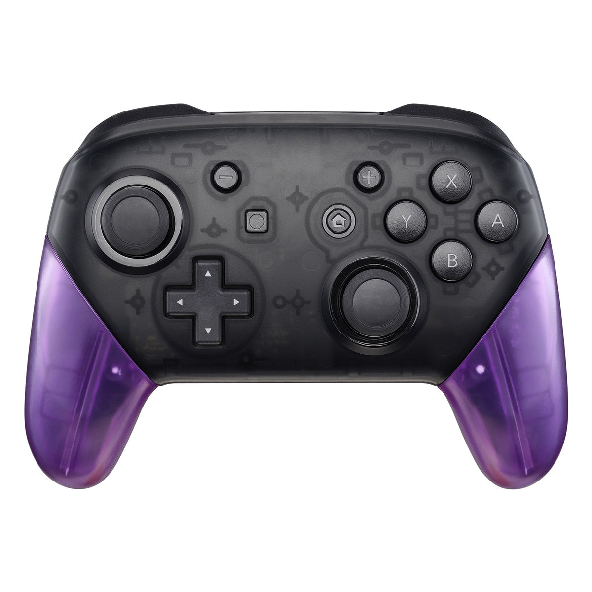 eXtremeRate Retail Clear Atomic Purple Replacement Handle Grips for Nintendo Switch Pro Controller, DIY Hand Grip Shell for Nintendo Switch Pro - Controller NOT Included - GRM505