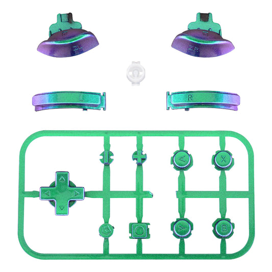 eXtremeRate Retail Chameleon Green Purple Replacement ABXY Home Capture Plus Minus Keys Dpad L R ZL ZR Trigger for NS Switch Lite, Full Set Buttons Repair Kits with Tools for NS Switch Lite - HL502