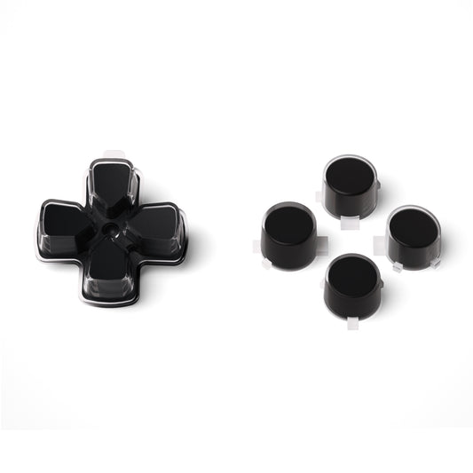 eXtremeRate Retail Two-Tone Black & Clear Custom Dpad Action Buttons Replacement No Letter Imprint D-pad Face Buttons Compatible with ps5 Controller - JPFG001