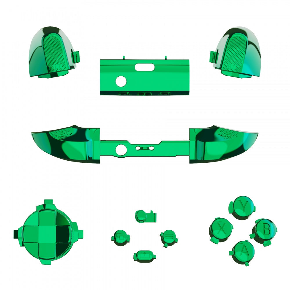 eXtremeRate Retail Chrome Green Replacement Buttons for Xbox Series S & Xbox Series X Controller, LB RB LT RT Bumpers Triggers D-pad ABXY Start Back Sync Share Keys for Xbox Series X/S Controller  - JX3206