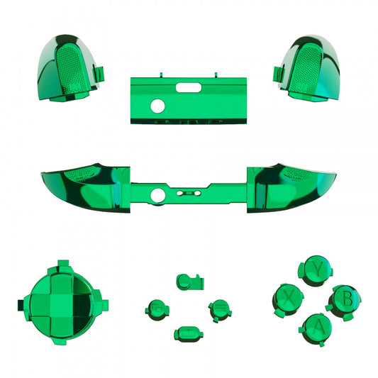 eXtremeRate Retail Chrome Green Replacement Buttons for Xbox Series S & Xbox Series X Controller, LB RB LT RT Bumpers Triggers D-pad ABXY Start Back Sync Share Keys for Xbox Series X/S Controller  - JX3206