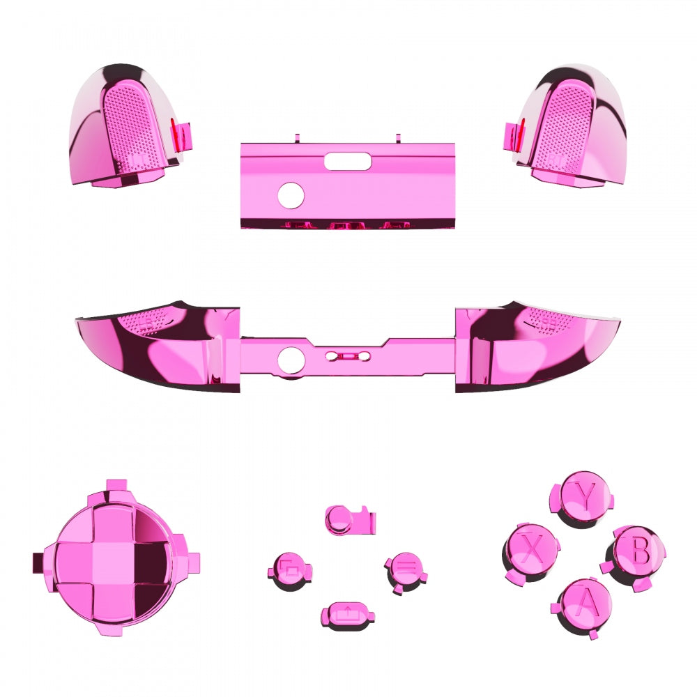 eXtremeRate Retail Chrome Pink Replacement Buttons for Xbox Series S & Xbox Series X Controller, LB RB LT RT Bumpers Triggers D-pad ABXY Start Back Sync Share Keys for Xbox Series X/S Controller  - JX3207