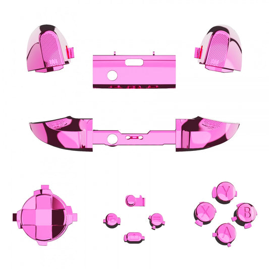 eXtremeRate Retail Chrome Pink Replacement Buttons for Xbox Series S & Xbox Series X Controller, LB RB LT RT Bumpers Triggers D-pad ABXY Start Back Sync Share Keys for Xbox Series X/S Controller  - JX3207