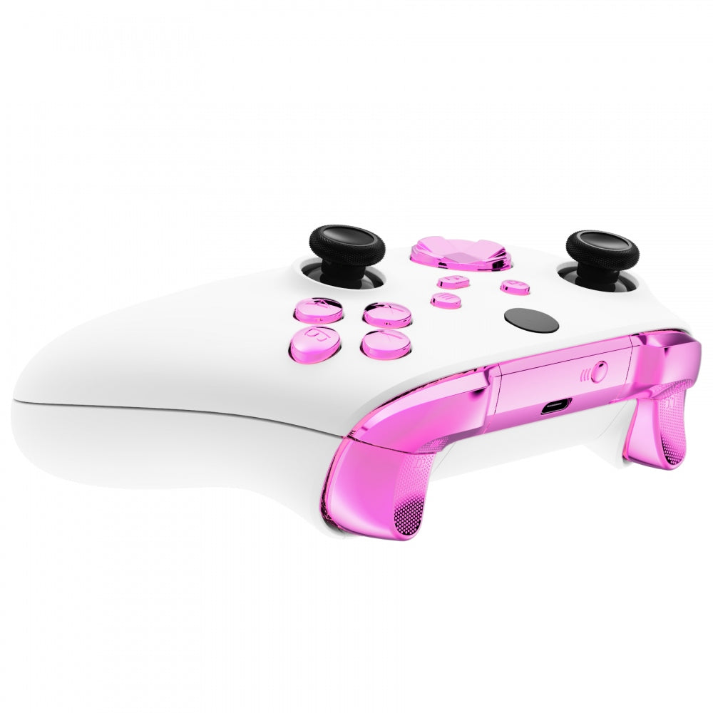 eXtremeRate Retail Chrome Pink Replacement Buttons for Xbox Series S & Xbox Series X Controller, LB RB LT RT Bumpers Triggers D-pad ABXY Start Back Sync Share Keys for Xbox Series X/S Controller  - JX3207