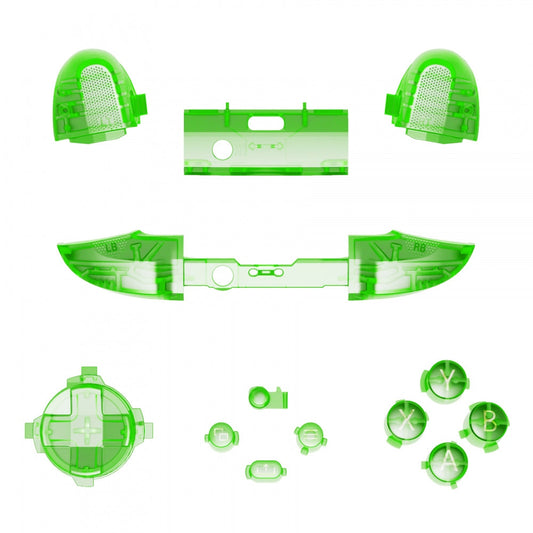 eXtremeRate Retail Transparent Green Replacement Buttons for Xbox Series S & Xbox Series X Controller, LB RB LT RT Bumpers Triggers D-pad ABXY Start Back Sync Share Keys for Xbox Series X/S Controller  - JX3303