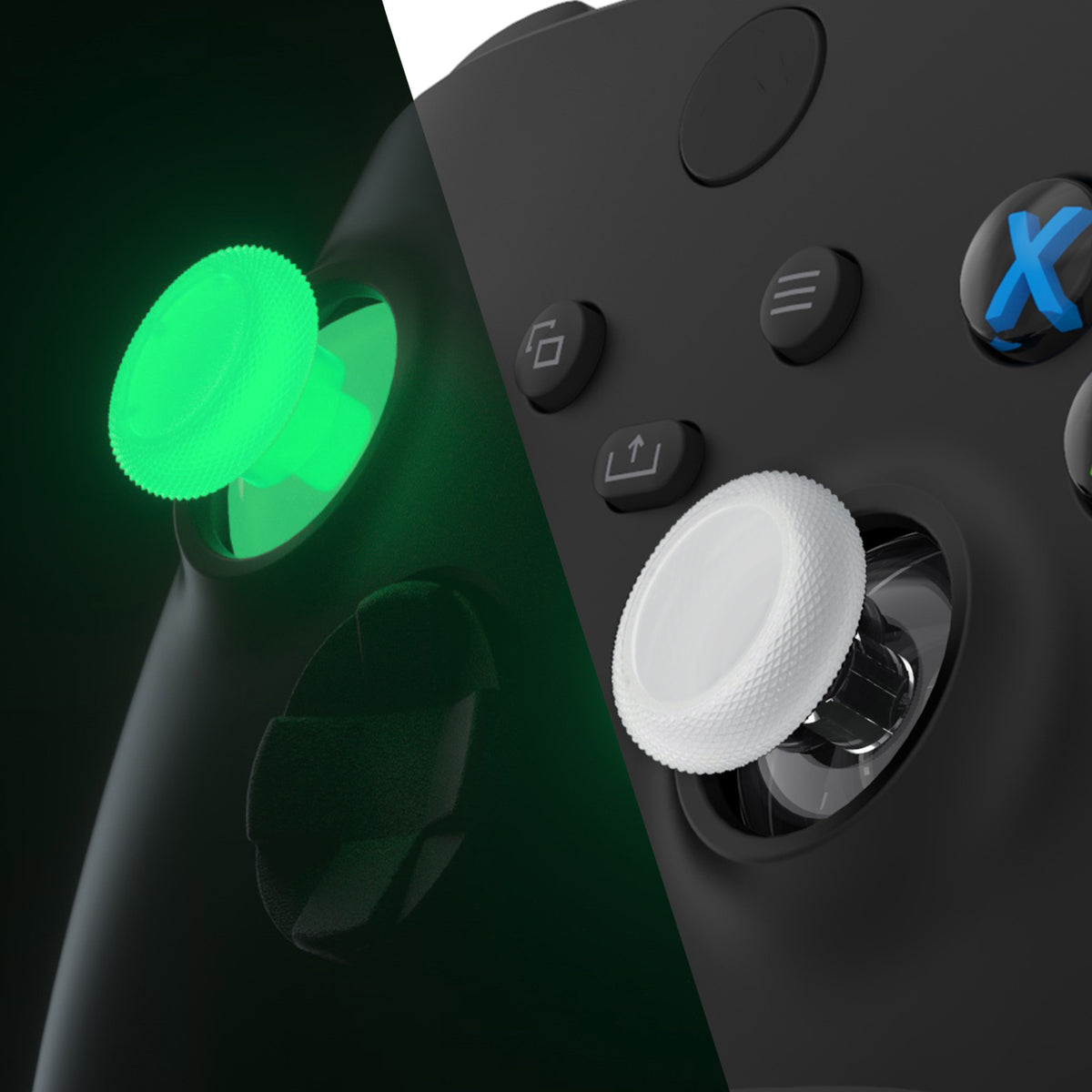 eXtremeRate Retail Glow in Dark - Green Replacement Thumbsticks for Xbox Series X/S Controller, for Xbox One Standard Controller Analog Stick, Custom Joystick for Xbox One X/S, for Xbox One Elite Controller - JX3429