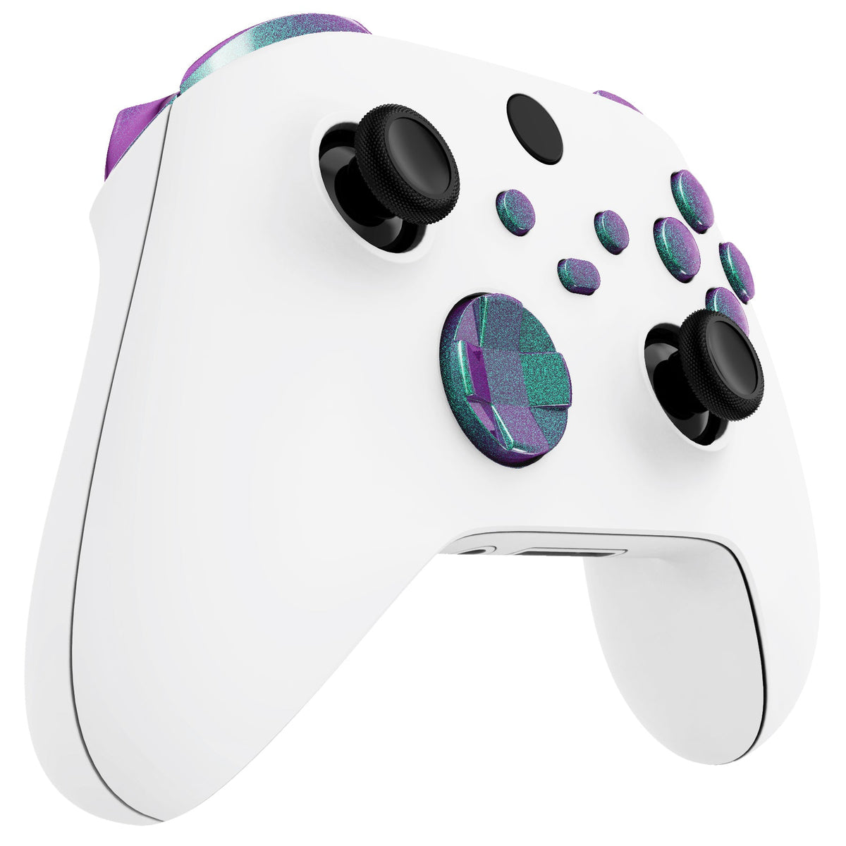 eXtremeRate Retail No Letter Imprint Custom Full Set Buttons for Xbox Series X/S Controller, Chameleon Green Purple Replacement Accessories Bumpers Triggers Dpad ABXY Buttons for Xbox Series X/S, Xbox Core Controller - JX3502