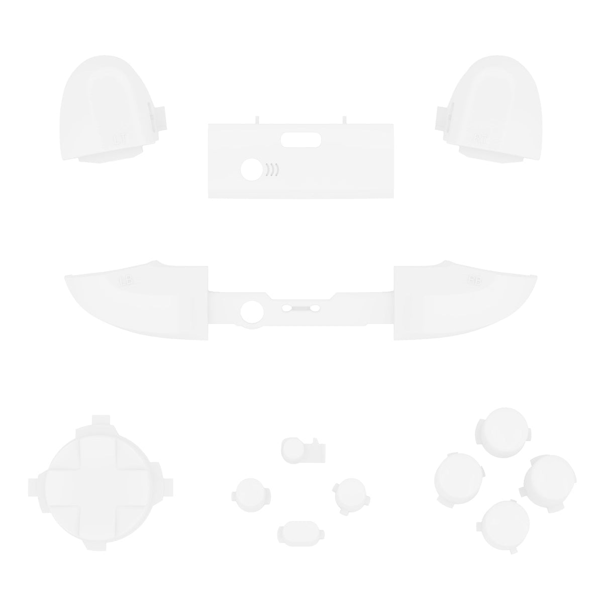 eXtremeRate Retail No Letter Imprint Custom Full Set Buttons for Xbox Series X/S Controller, White Replacement Accessories Bumpers Triggers Dpad ABXY Buttons for Xbox Series X/S, Xbox Core Controller - JX3508