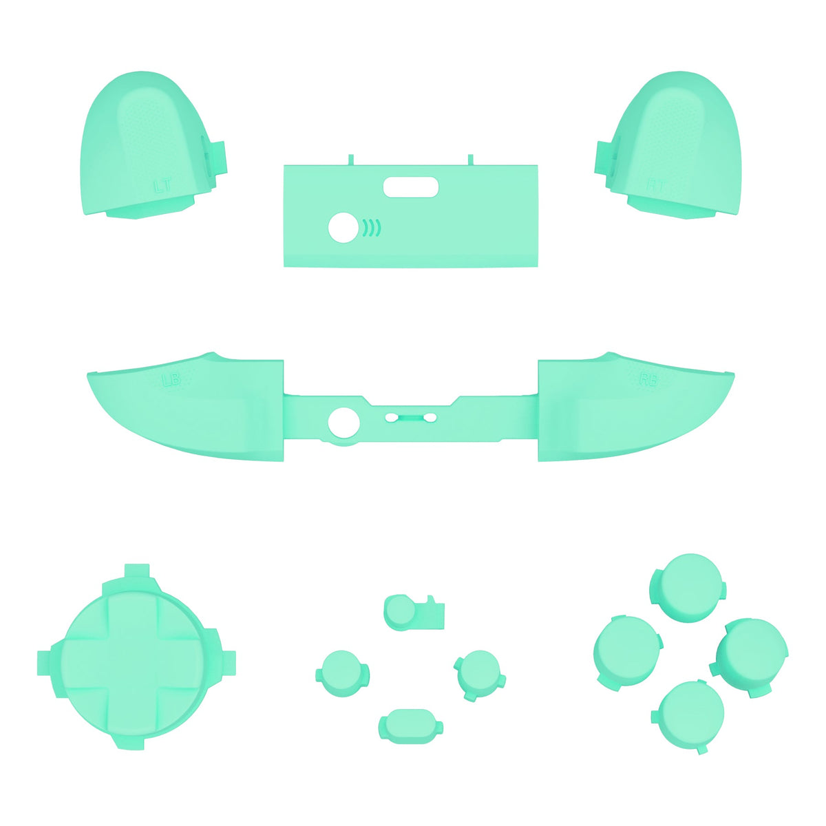 eXtremeRate Retail No Letter Imprint Custom Full Set Buttons for Xbox Series X/S Controller, Mint Green Replacement Accessories Bumpers Triggers Dpad ABXY Buttons for Xbox Series X/S, Xbox Core Controller - JX3514
