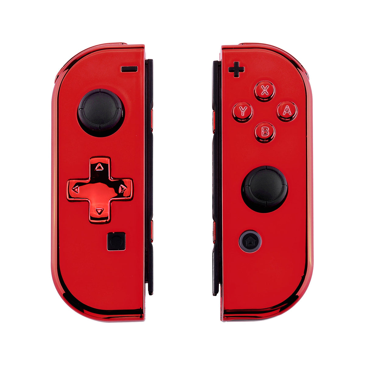eXtremeRate Retail Chrome Red Joycon Handheld Controller Housing (D-Pad Version) with Full Set Buttons, DIY Replacement Shell Case for NS Switch JoyCon & OLED JoyCon - Console Shell NOT Included- JZD403