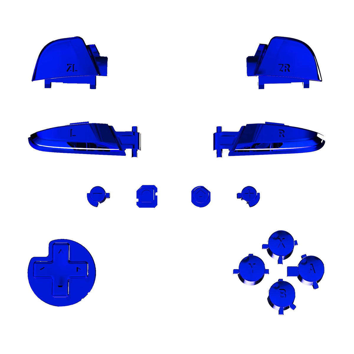 eXtremeRate Retail Chrome Blue Repair ABXY D-pad ZR ZL L R Keys for NS Switch Pro Controller, Glossy DIY Replacement Full Set Buttons with Tools for NS Switch Pro - Controller NOT Included - KRD404
