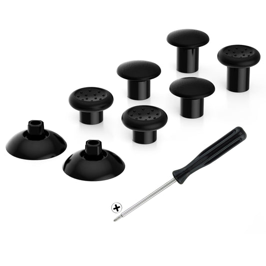 eXtremeRate Retail Black Interchangeable Ergonomic Thumbsticks for Nintendo Switch Pro Controller with 3 Height Domed and Concave Grips Adjustable Joystick - KRM521