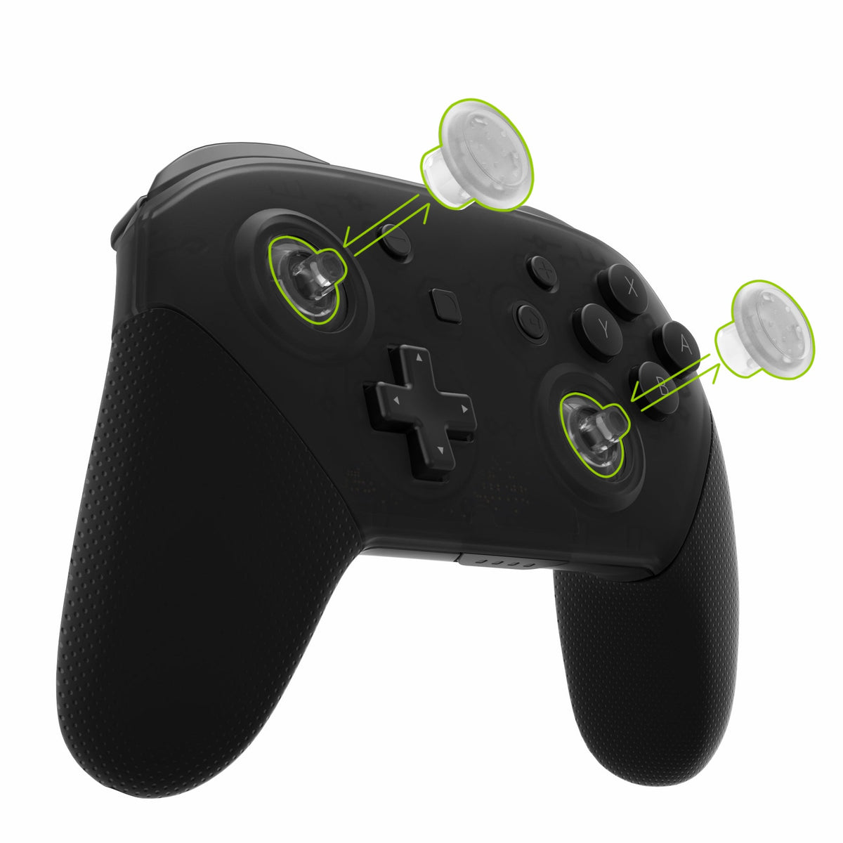 eXtremeRate Retail Transparent Interchangeable Ergonomic Thumbsticks for Nintendo Switch Pro Controller with 3 Height Domed and Concave Grips Adjustable Joystick - KRM523