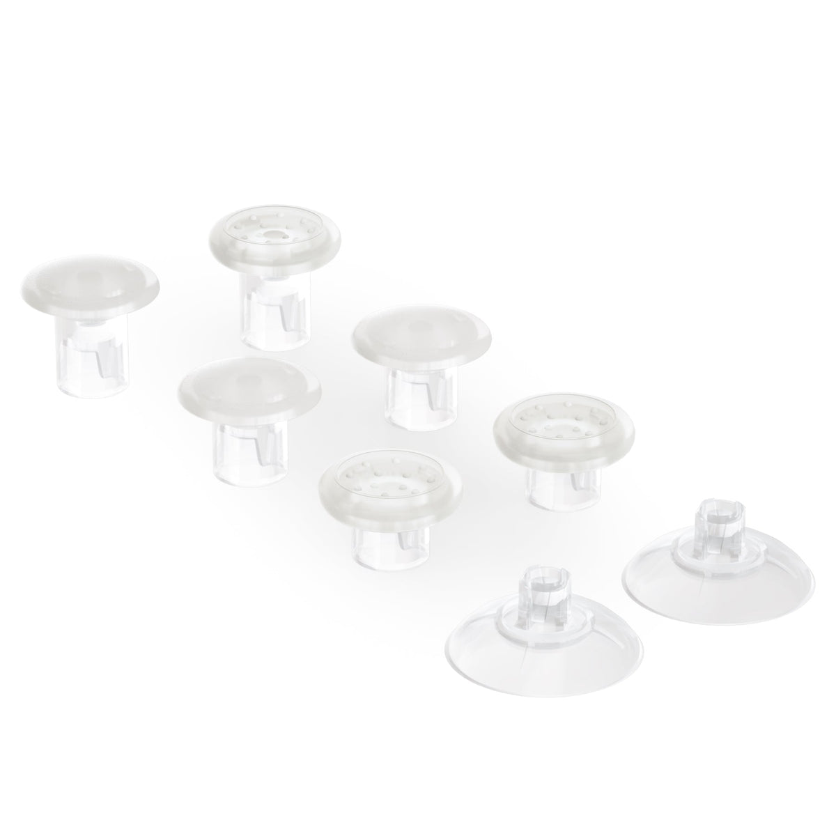 eXtremeRate Retail Transparent Interchangeable Ergonomic Thumbsticks for Nintendo Switch Pro Controller with 3 Height Domed and Concave Grips Adjustable Joystick - KRM523