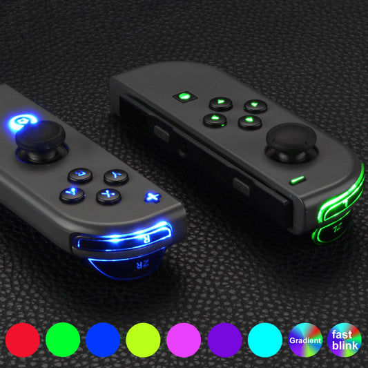 eXtremeRate Retail 7 Colors 9 Modes NS Joycon DFS LED Kit for NS Switch, Multi-Colors Luminated Classical Symbols ABXY Trigger Face Buttons for NS Switch & Switch OLED Model JoyCon - JoyCon NOT Included - NSLED012G2