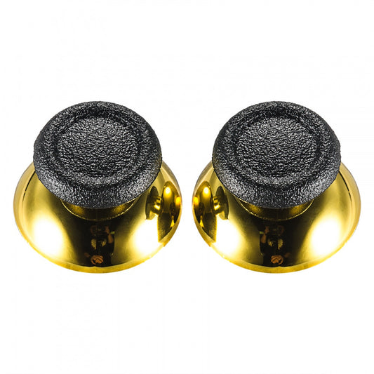 eXtremeRate Retail Replacement Chrome Gold Buttom Black Rubber Thumbsticks For ps4 Controller - P4J0119