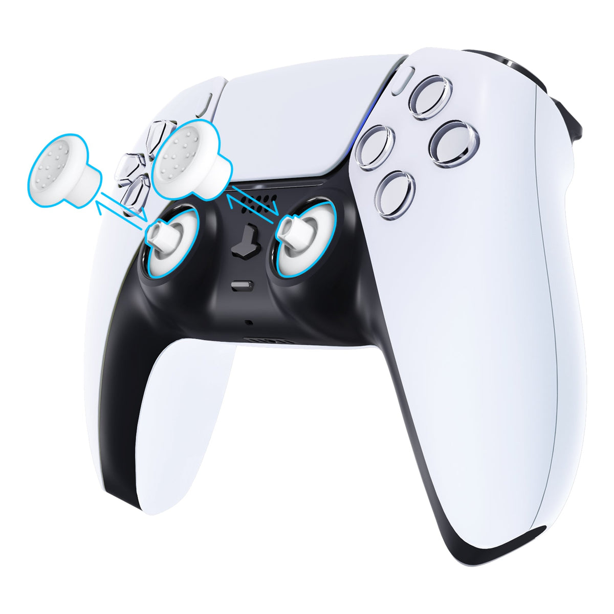 eXtremeRate Retail White ThumbsGear Interchangeable Ergonomic Thumbstick for ps4 Slim ps4 Pro ps5 Controller with 3 Height Domed and Concave Grips Adjustable Joystick - P4J1102