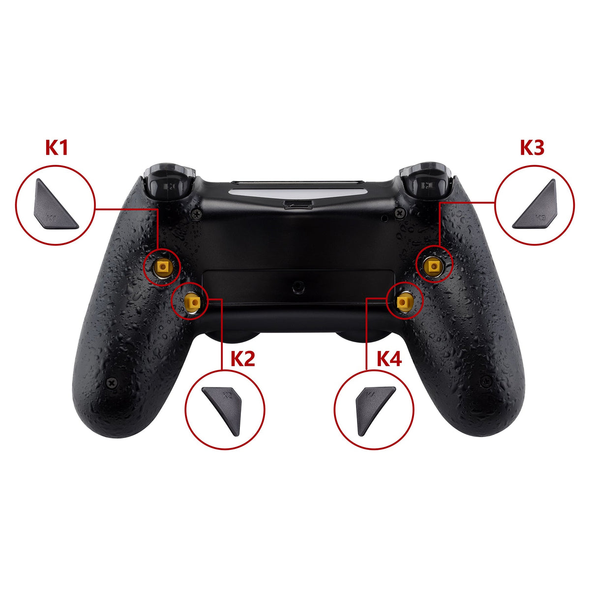 eXtremeRate Retail Textured Black Dawn Remappable Remap Kit with Redesigned Back Shell & 4 Back Buttons for ps4 Controller JDM 040/050/055 - P4RM006