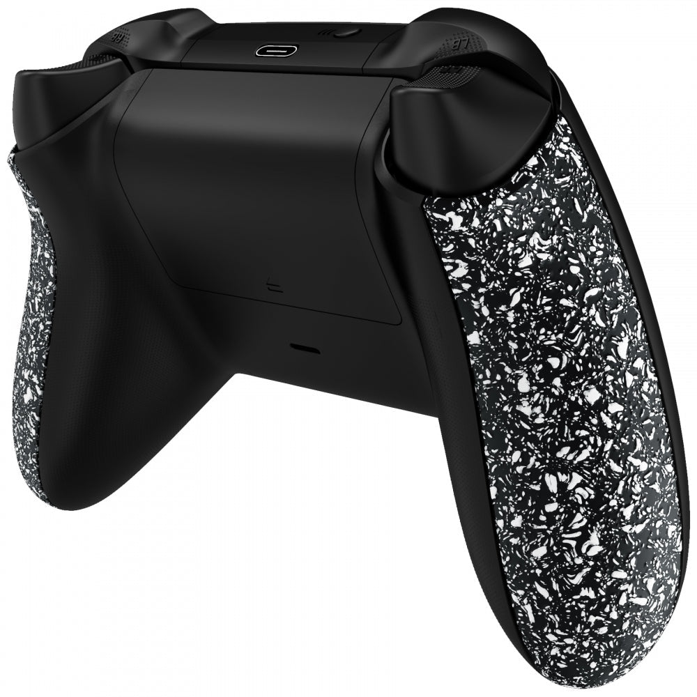 eXtremeRate Retail Textured White Back Panels, Comfortable Non-Slip Side Rails, 3D Splashing Handles, Game Improvement Replacement Parts for Xbox Series X/S Controller - Controller NOT Included - PX3P341