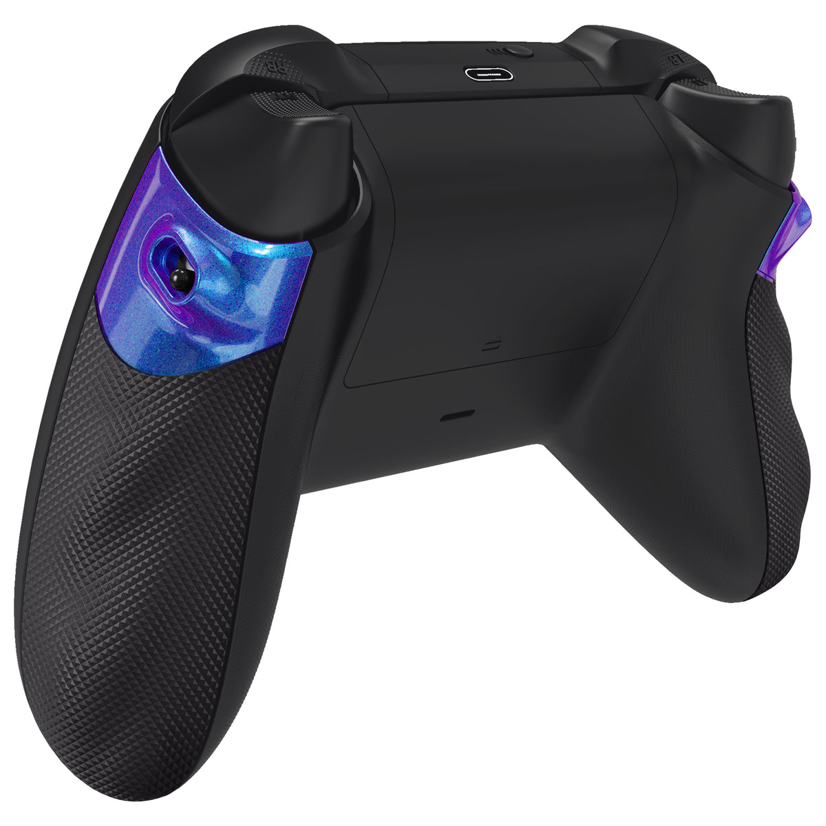 eXtremeRate Retail FLEXOR Rubberized Side Rails Grips Trigger Stop Kit for Xbox Series X/S Controller, Ergonomic Trigger Stopper Handle Grips for Xbox Core Controller – Diamond Textured Chameleon Purple Blue - PX3Q3002
