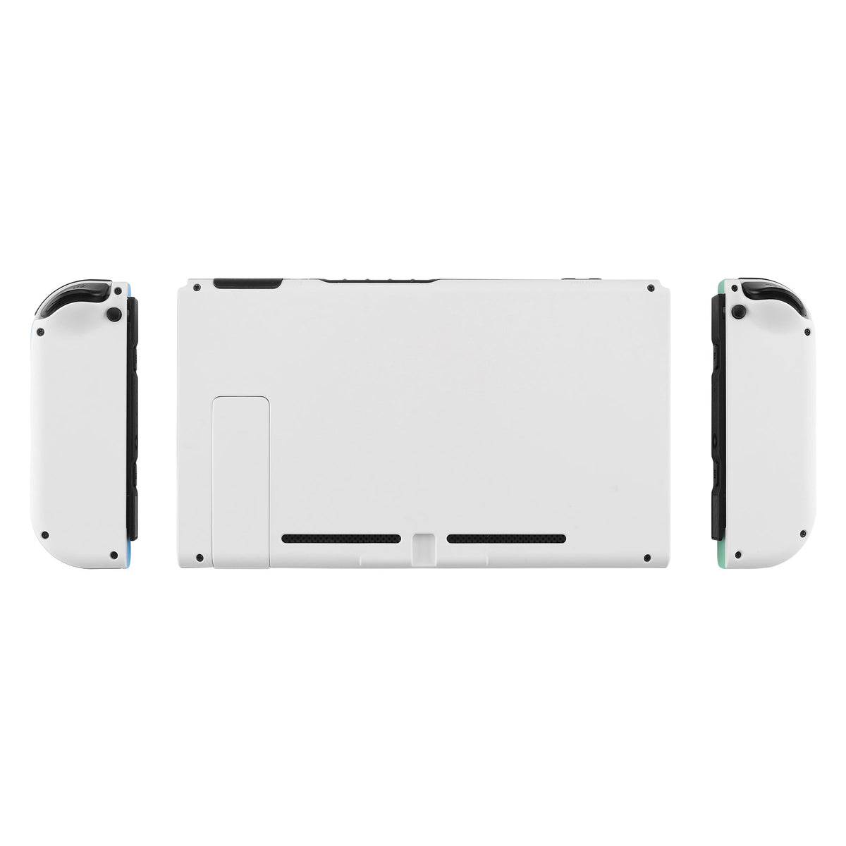 eXtremeRate Retail Soft Touch White Back Plate for Nintendo Switch Console, NS Joycon Handheld Controller Mint Green & Heaven Blue Housing with Full Set Buttons, DIY Replacement Shell for Nintendo Switch - QP312