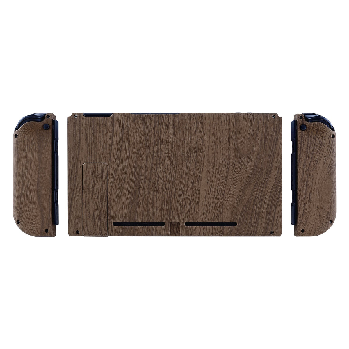 eXtremeRate Retail Soft Touch Grip Back Plate for Nintendo Switch Console, NS Joycon Handheld Controller Housing with Full Set Buttons, DIY Replacement Shell for Nintendo Switch - Wood Grain - QS201