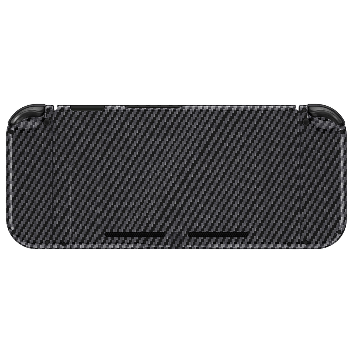 eXtremeRate Retail Soft Touch Grip Graphite Carbon Fiber Patterned Back Plate for Nintendo Switch Console, NS Joycon Handheld Controller Housing with Full Set Buttons, DIY Replacement Shell for Nintendo Switch- QS207