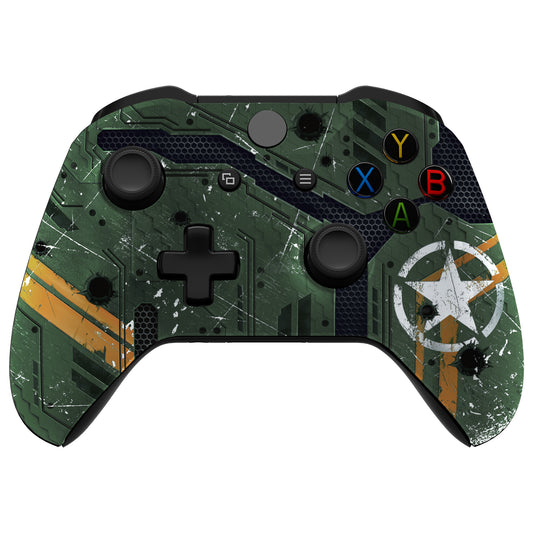 eXtremeRate Retail Army Mecha Faceplate Cover Soft Touch Front Housing Shell Comfortable Soft Grip Replacement Kit for Xbox One X & One S Controller - SXOFT61X