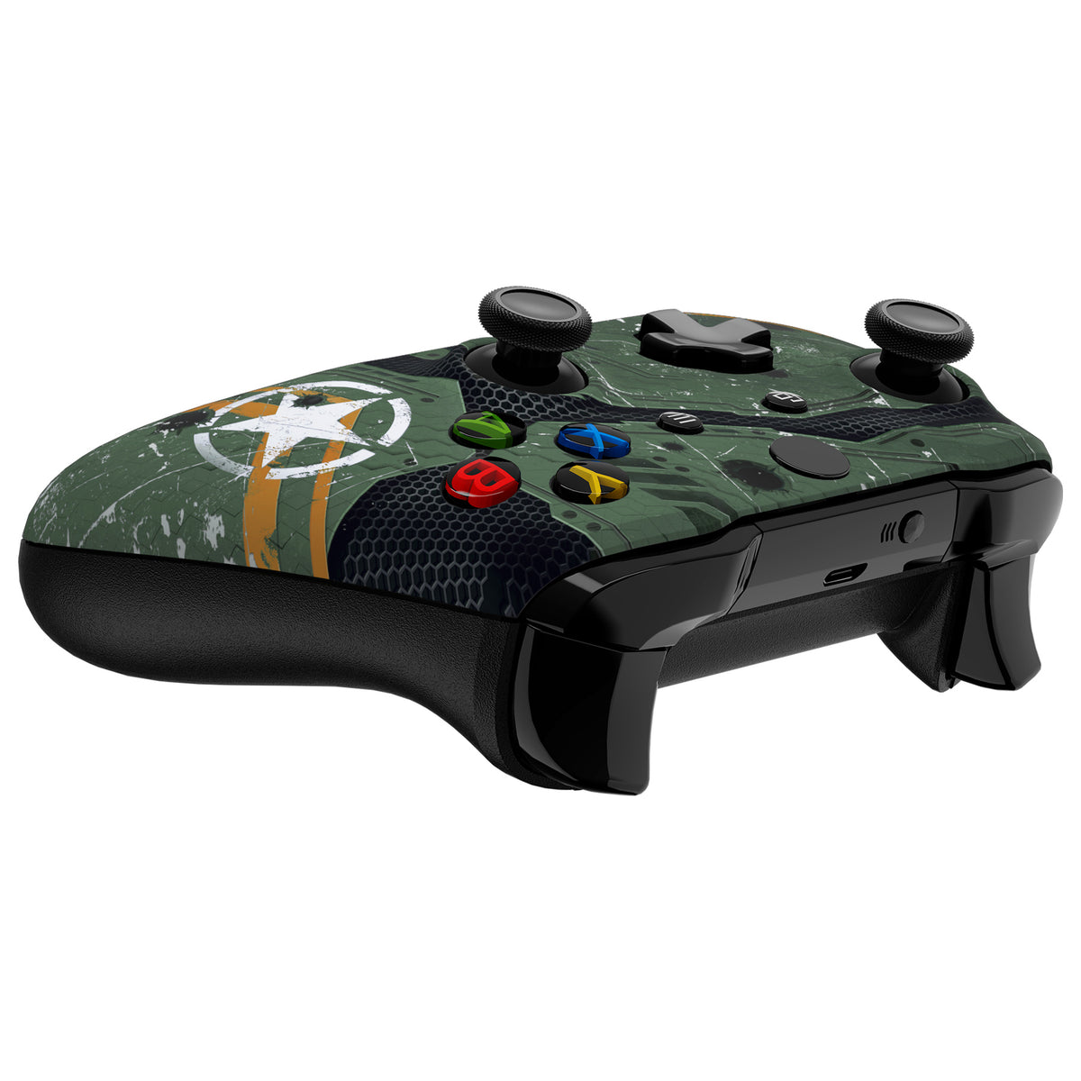 eXtremeRate Retail Army Mecha Faceplate Cover Soft Touch Front Housing Shell Comfortable Soft Grip Replacement Kit for Xbox One X & One S Controller - SXOFT61X