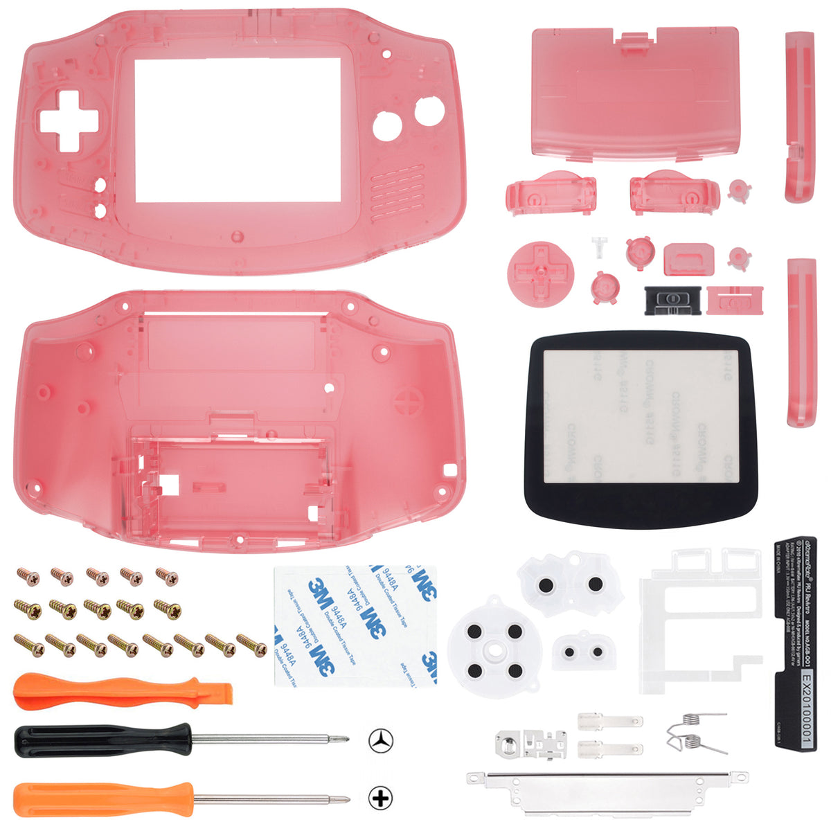 eXtremeRate Retail IPS Ready Upgraded eXtremeRate Cherry Pink Replacement Shell Full Housing Cover & Black Screen Lens for Gameboy Advance – Compatible with Both IPS & Standard LCD – Console & IPS Screen NOT Included - TAGM5007B