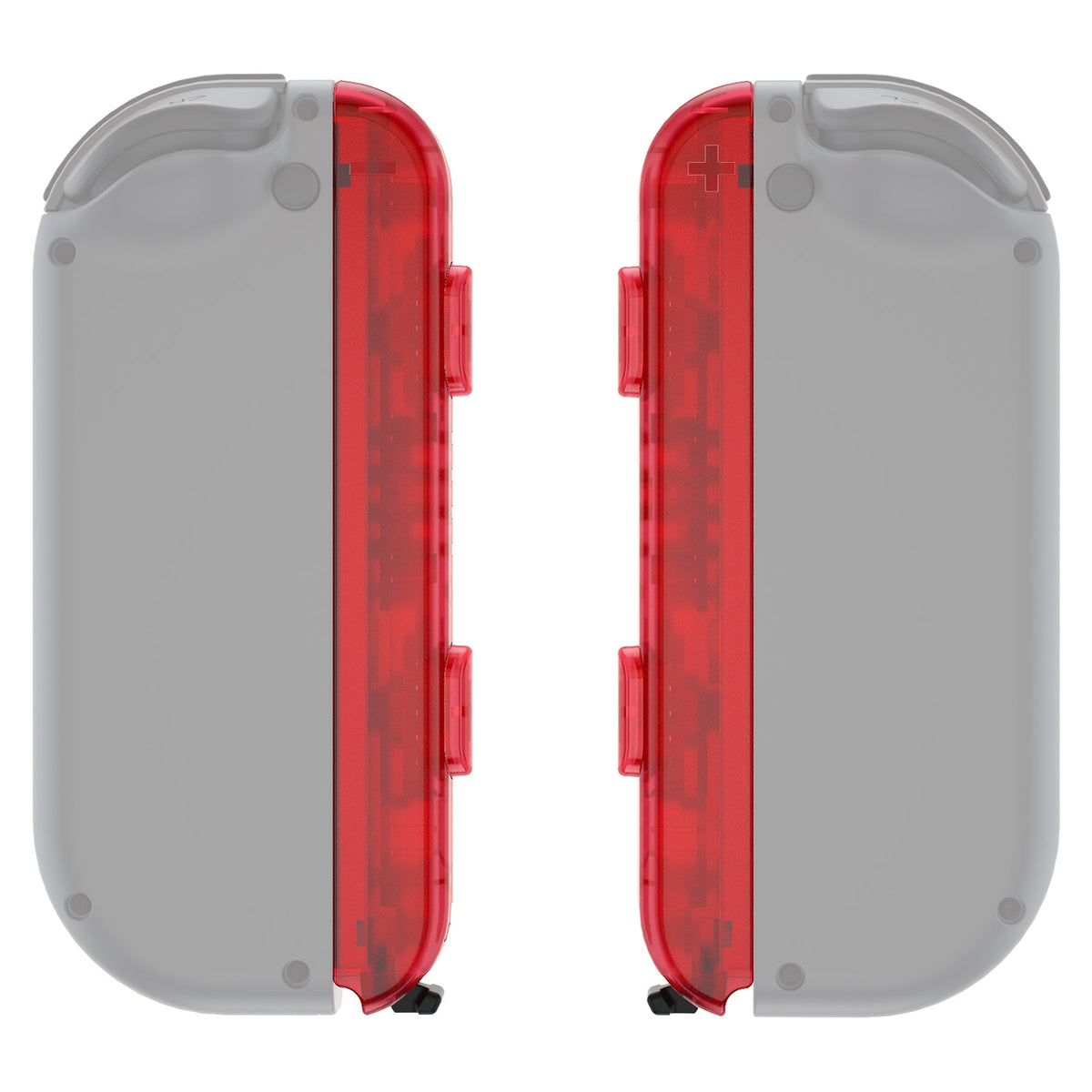 eXtremeRate Retail Clear Red Replacement shell for NS Switch Joycon Strap, Custom Joy-Con Wrist Strap Housing Buttons for NS Switch - 2 Pack - UEM502