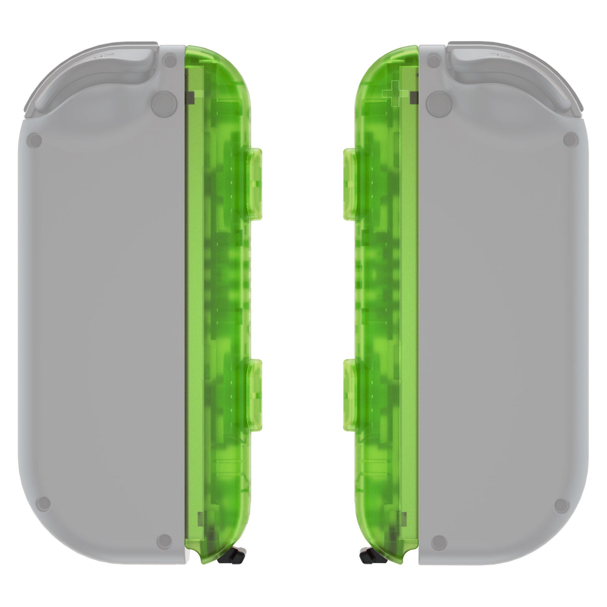 eXtremeRate Retail Clear Green Replacement shell for NS Switch Joycon Strap, Custom Joy-Con Wrist Strap Housing Buttons for NS Switch - 2 Pack - UEM503